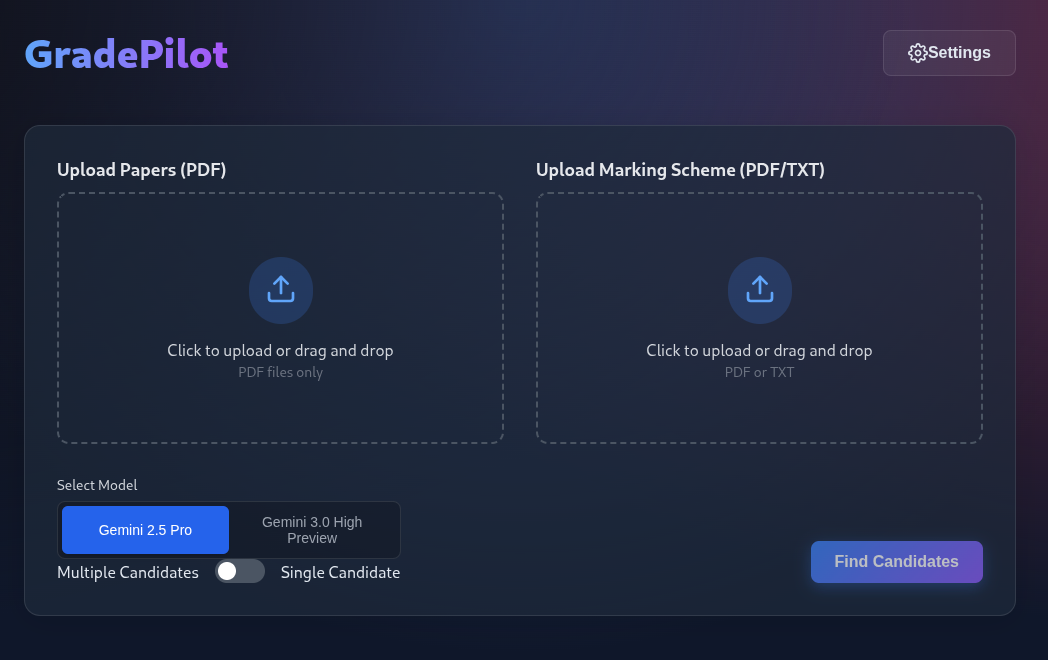 GradePilot application screenshot